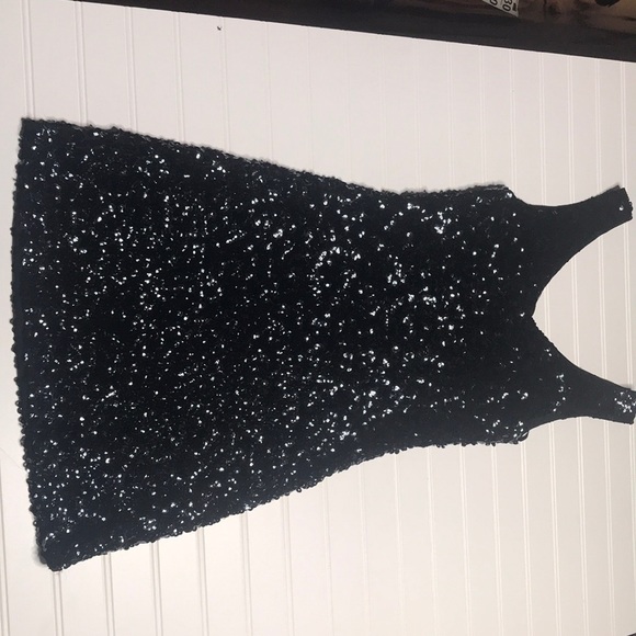 Amber Blue Sz S black sequin mini dress - Picture 2 of 6